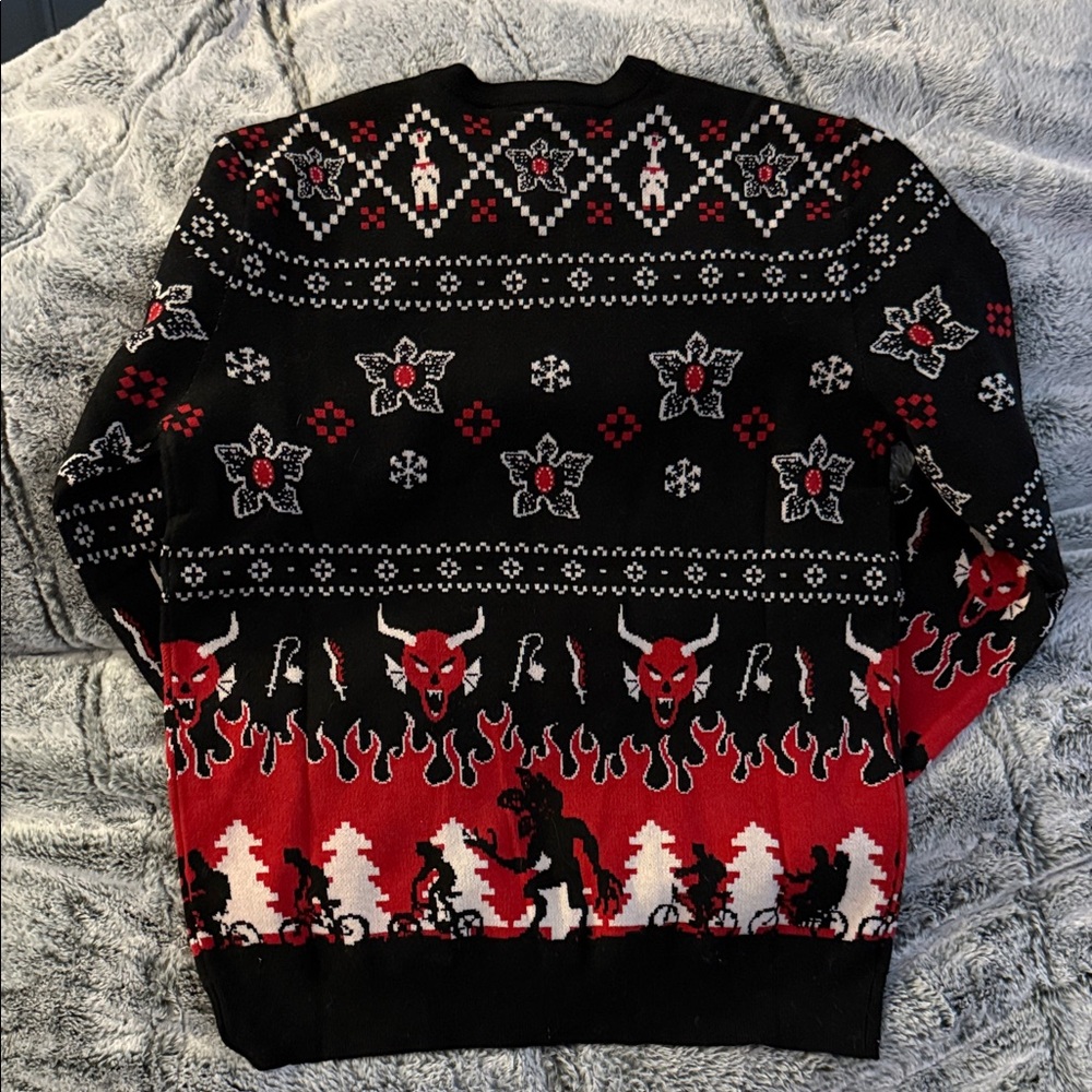 Stranger Things Black and Red Crewneck Sweater - Picture 2 of 3